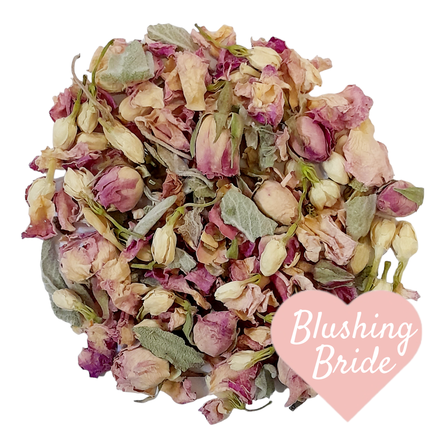 Pink Rose Petals, Pink Rose Buds, Jasmine Buds and Sage.