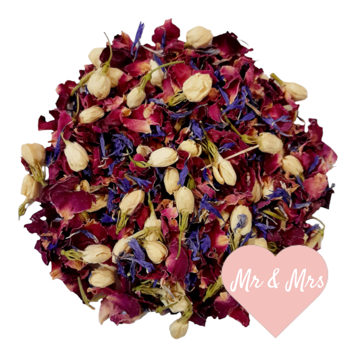 Red Rose Petals, Jasime Buds & Blue Cornflower Flower Confetti