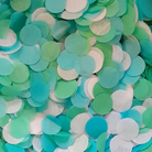 A mix of Green, Blue & White Coloured Tissue Paper Confetti Circles.